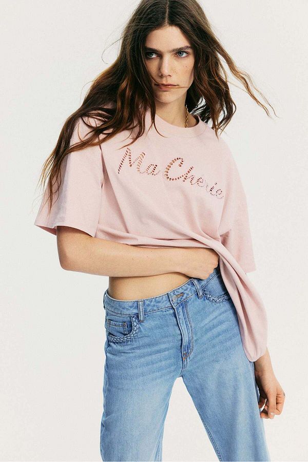 H&M-تي شيرت كبير الحجم بتفاصيل نقوش 1