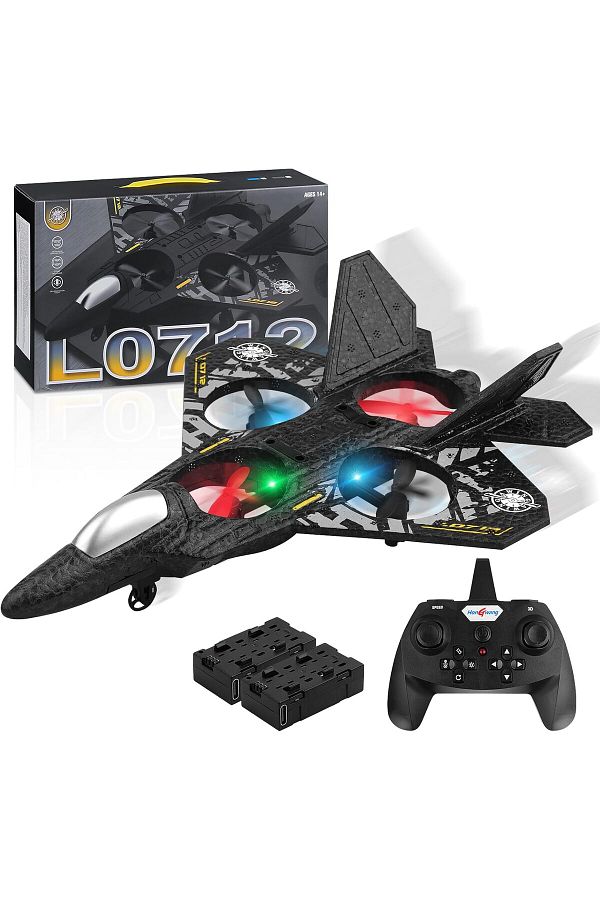 AWH-RC Plane – 2.4GHz Remote Control Fighter Aircraft, RTF Quadcopter Toy with Lights & USB Charging 1