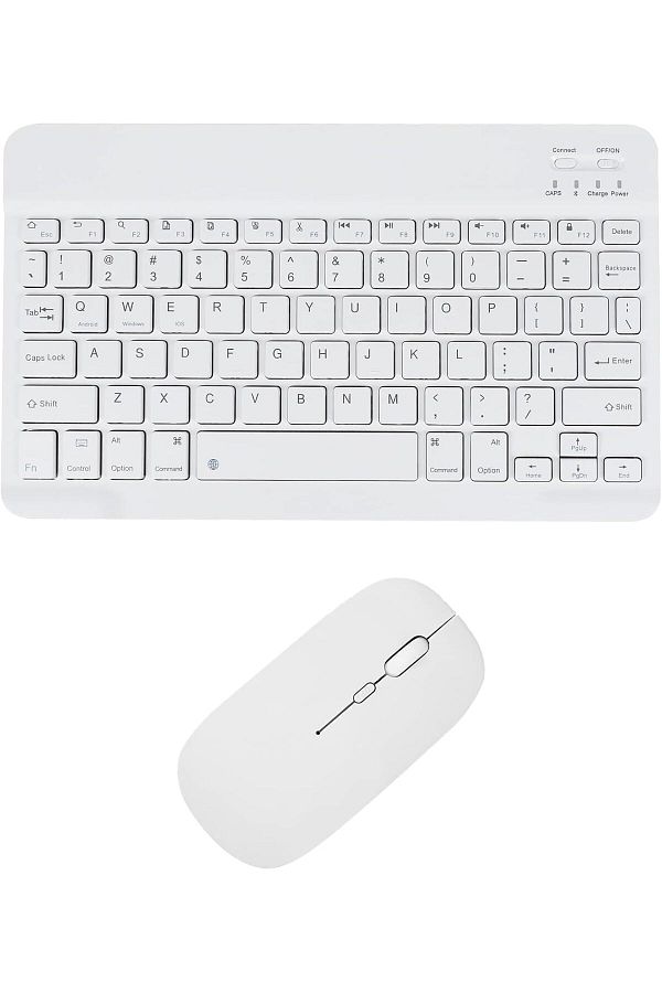 AWH-Wireless Bluetooth Keyboard Mouse Combo, Ultra-Thin 2.4GHz Set, iOS, Android & Windows (White) 1