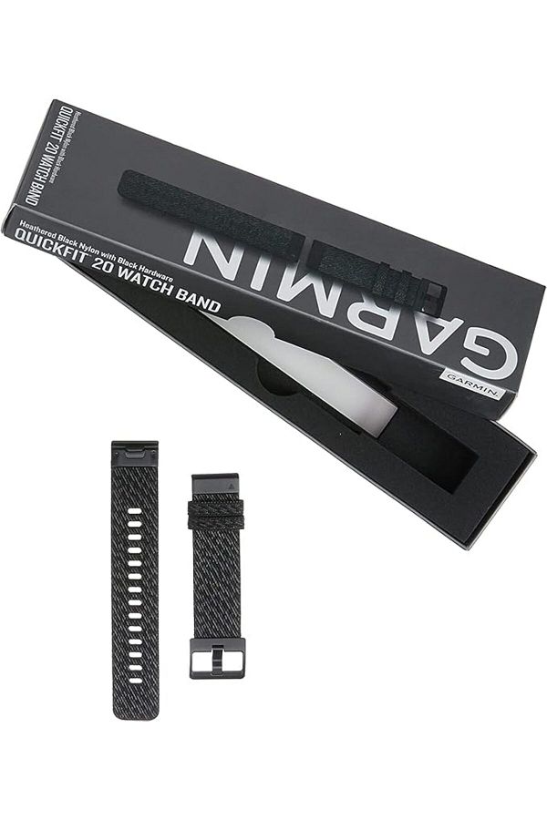 Garmin-FENIX 6S QUICKFIT BAND HEATHERED BLACK NYLON WITH BLACK HARDWARE 1