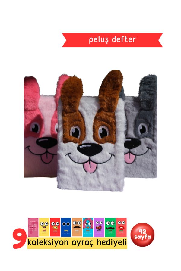 Pembe Pasaj-Plush Dog Notebook Cute and Soft Design Notebook 1