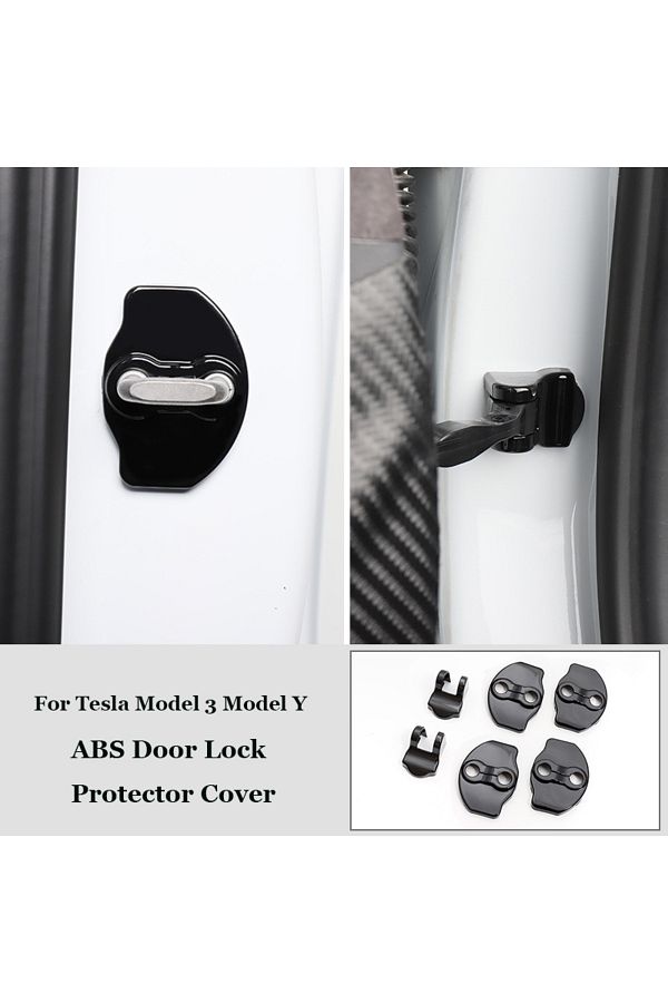 Choice-Black Set For Tesla Model Y Juniper Model 3 Highland Door Lock Protector Cover Latches Door Stopper 1