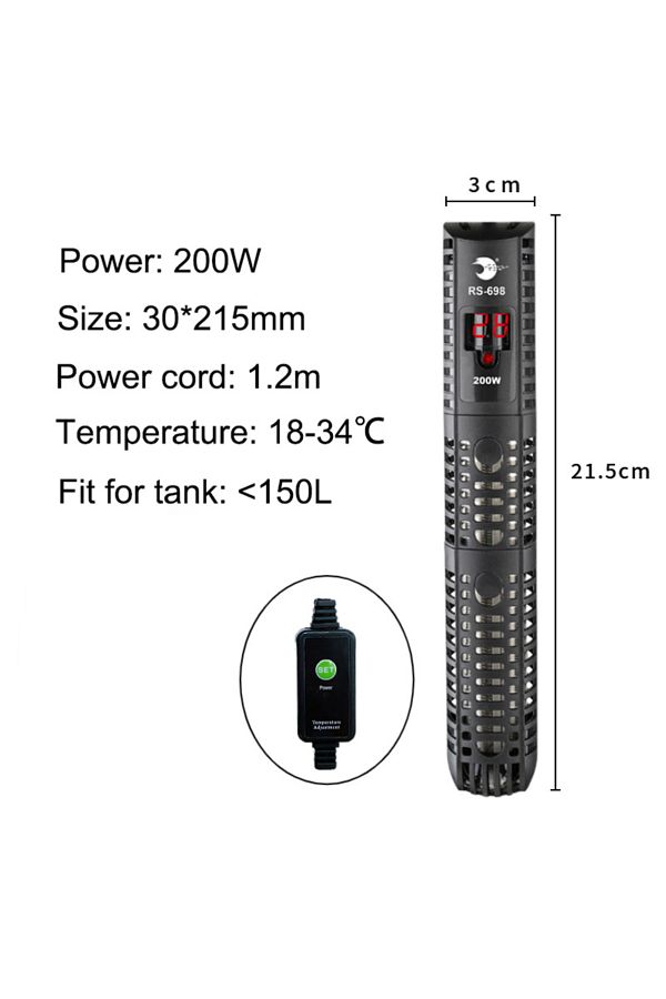 Choice-Voltage 220v 200w Aquarium Submersible Heater Fish Tank Water Heating Rod Constant Aquarium Thermost 1