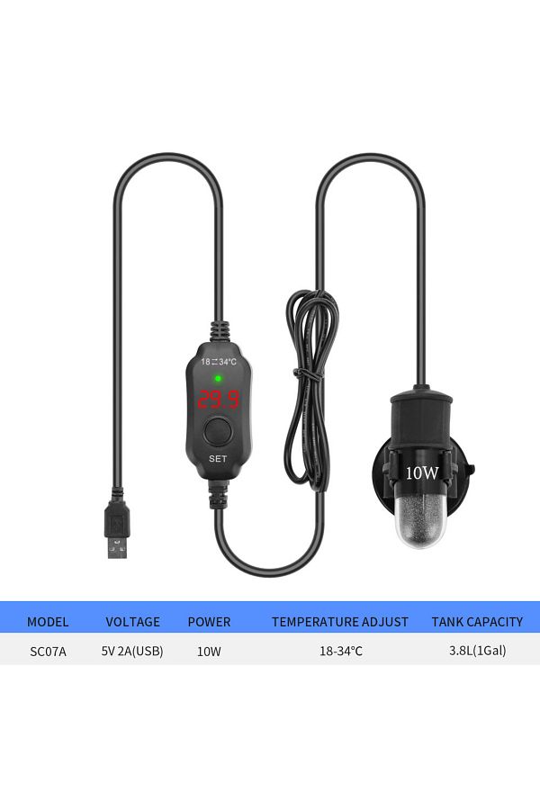 Choice-5v-2a Usb Sc07a-celsius Usb Mini Aquarium Heating Rod Fish Tank Aquarium Heater Submersible Thermost 1