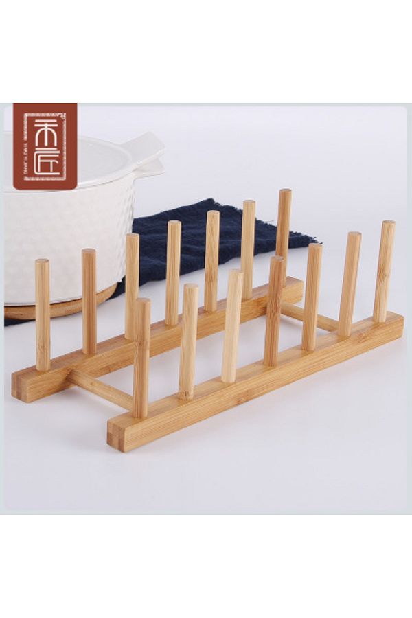 Choice-Cf075-2 Kitchen Drainer Rack Dish Pot Lid Bamboo Rack Dishes Plate Drying Drainer Storage Shelf Pan 1