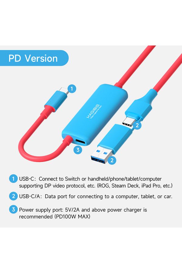 Choice-بطاقة التقاط الفيديو Hagibis Usb3.0 إصدار PD مع 100 واط PD USB C إلى USB A / USB C للبث المباشر وتسجيل الفيديو 1