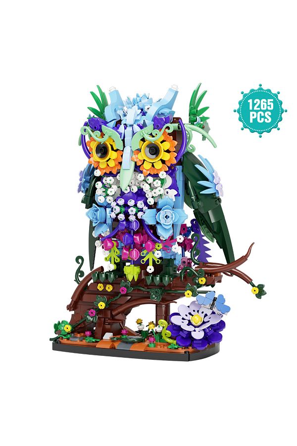 riceblock-Bagged 1241pcs Owl Animal Flowers Building Toy Set Moc Floral Collectible Model For Home Decor Offic 1