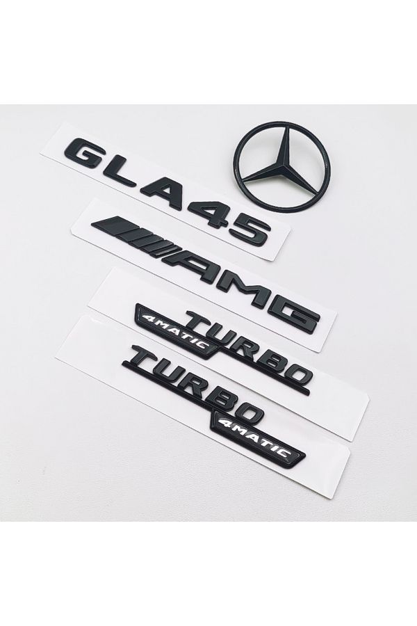 Choice-X156 5pcs 3d Abs Black Gla45 Logo Body Kit Turbo 4matic Emblem Badge Car Rear Star Sticker For Merce 1