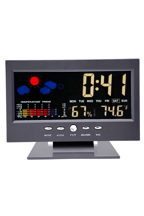 JUANJUAN-B(WITH BASE) Multi-functional Weather Station Clock Thermometer Hygrometer Calendar Digital Lcd Disp 1