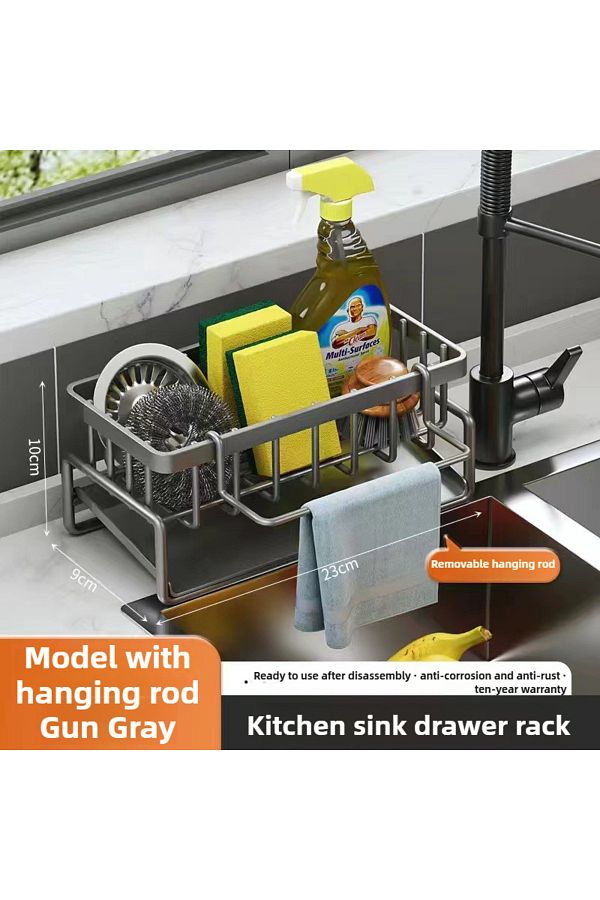 Choice-Carbon Steel Kitchen Sink Drain Rack Sponge Storage Faucet Bracket Soap Drain Towel Rack Storage ... 1