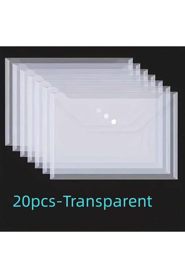 Choice-20 packs, plastic envelope, transparent reusable poly envelope waterproof folder with buttons, A4... 1