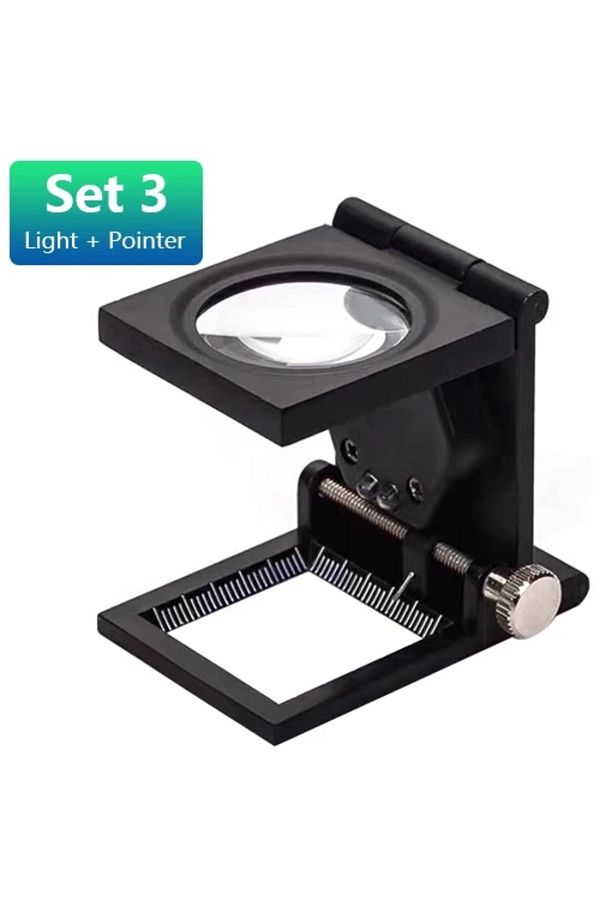 Choice-Set 3 1pc 28mm 10x Metal Foldable Optical Magnifying Glass Desktop Magnifier Measurement Tools With 1