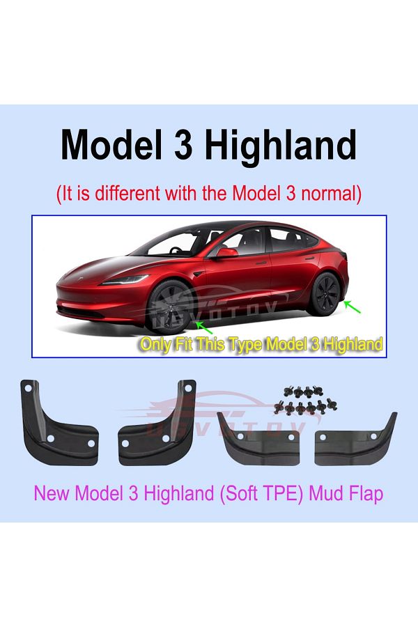 Choice-Model 3 Highland Soft Mud Flaps For Tesla Model 3 Y Juniper Launch 2025 Accessories Mudflaps Splash 1