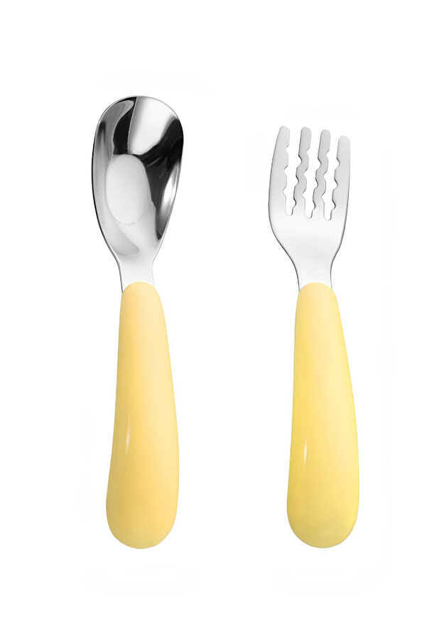 Chavin 304 Çelik Sarı Bebek Çocuk Kaşık ve Çatal Seti cin770sr