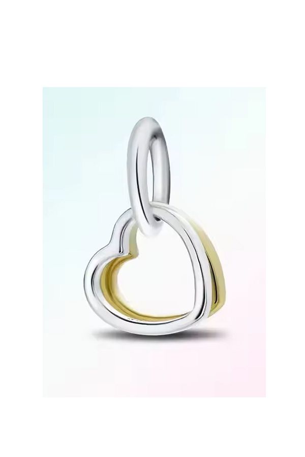 Fubena-Silver and Gold Hearts Dangle Charm 1