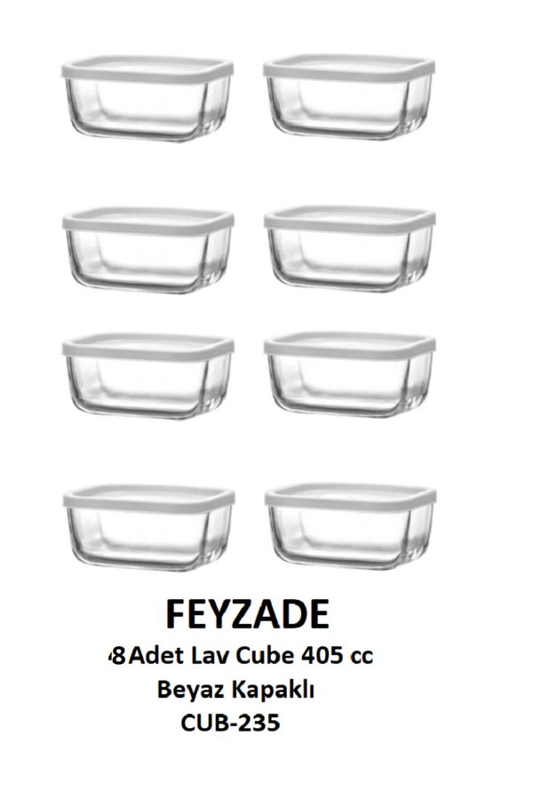 LAV-Feyzade Cube Breakfast Storage Container Set 8 Pcs 405Cc (Cub-235) 1