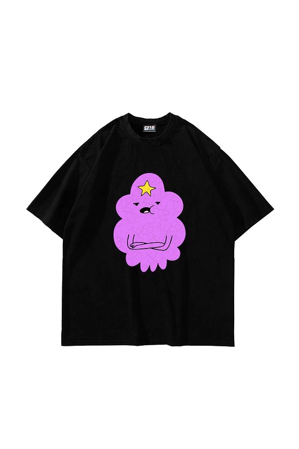 Bak Moda-Lumpy Space Princess Printed Oversize Unisex Black Tshirt 1