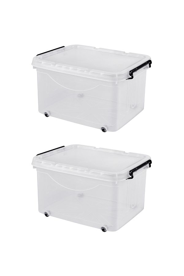 Lawazim-Storage Box - 2 Piece, 32L, 49x35x28cm - Multi-Purpose Stackable Organizing Containers 1