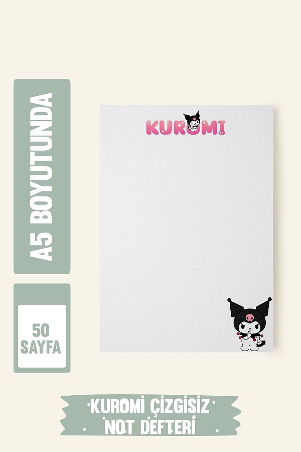 Srctech-Kuromi Unlined Notepad Memo Pad Notepad 50 Sheets A5 Size 1