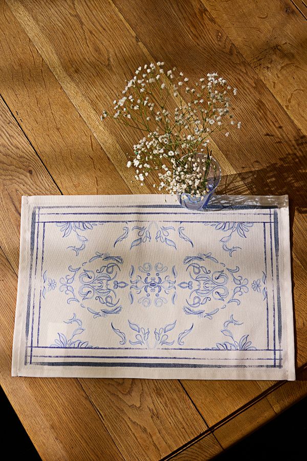 Trendyol Collection-Бяло-син шарен американски сервиз от 2 части 33X50 см 1