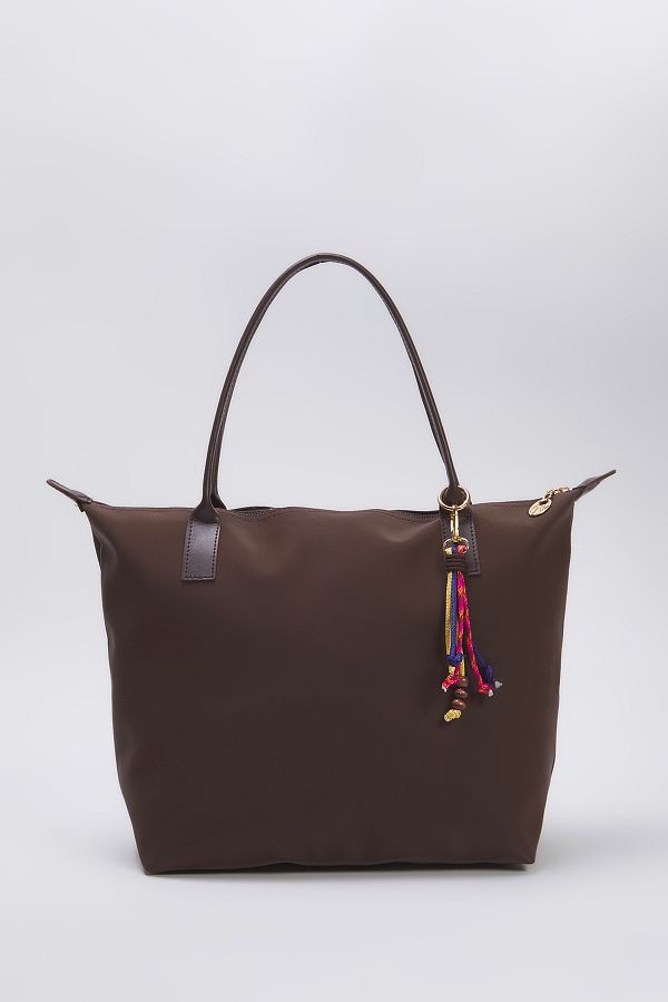 TRENDYOL SHOES-Női Maxi Tote válltáska barna varázslatos kiegészítővel TAKSS25OC00018 1
