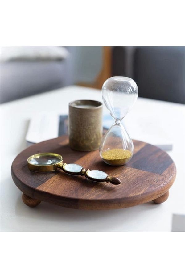 Akayev-Wooden 20 cm Standing Presentation Plate - Cake Plate - Natural Presentation Plate 1