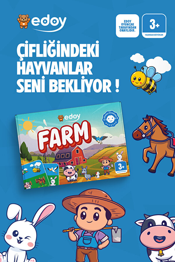 edoy Farm Çiftlik Hayvanları Keşfi 16 Küp 48 Kart ile Hayvanları Bul, Eğlenceye Katıl(Zilsiz)