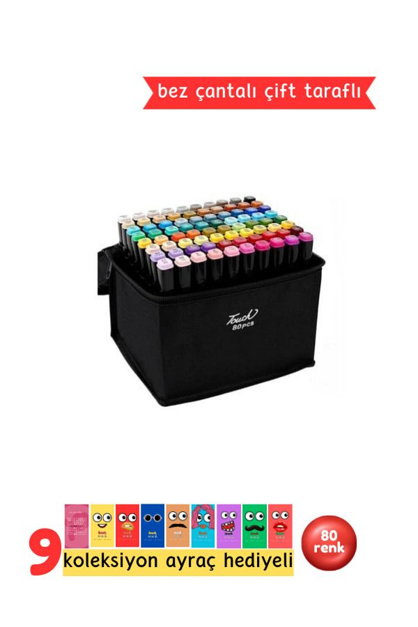 Touch-Gebzeli Double Tip Marker Set 80 Pieces Set 1