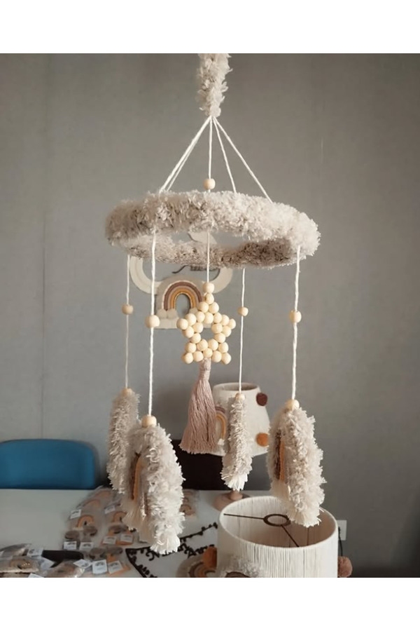 METFIQ Makrome Dönence Bebek Dönencesi Bebek Beşik Aksesuar El Yapımı Bebek Cocuk Odası Aksesuar