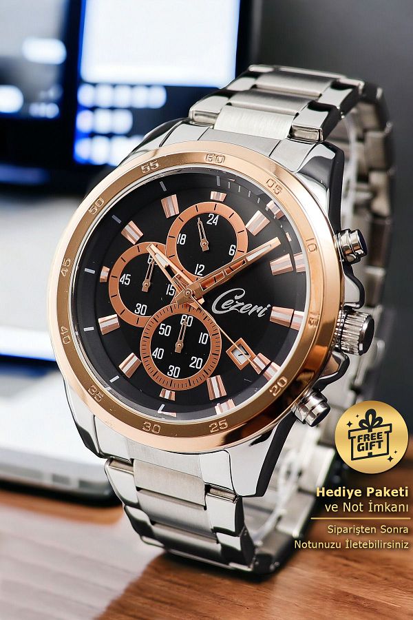 Cezeri-Men's Wristwatch - Copper Black and White, Function, with Calendar and Chronometer 1