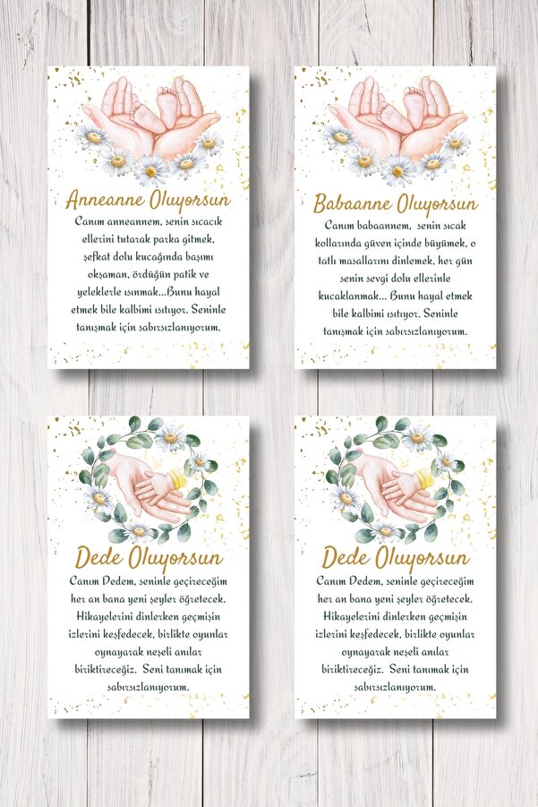 Metranya Babaanne, Anneanne, 2x Dede Oluyorsun Müjde Kartı Hamilelik Fotoğraf Çekim Hatıra Kartı Bebek Hediye