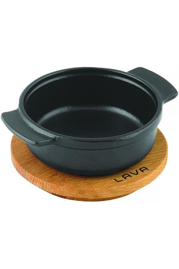 STOREMAX-Smgshop Lv Eco Gv 11 K4 - Round Hot Pot and Wood Coaster, Diameter 11 Cm, Black Cast Iron 1 1