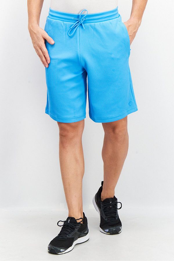 adidas-Men Sportswear Fit Drawstring Ribbed Training Shorts, Blue 1