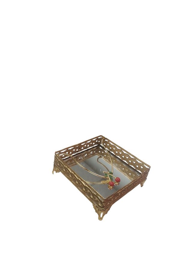 CEPHOME-Cherry Patterned Gold Plated Towel Napkin Holder 1