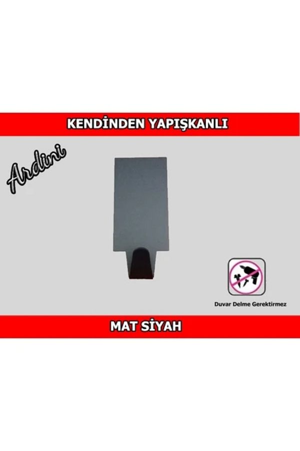 ardini-Pack of 4 Black Matte Bathrobe Towels - Self-adhesive Hanger 1