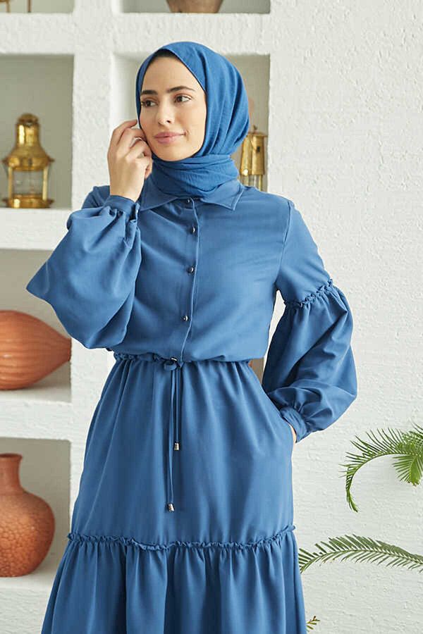 Neways-6567-Carla Indigo Gathered Dress 1