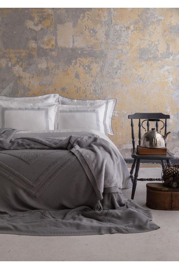 Apricitas HOME-Gray Moneda Double Bedspread Set 1