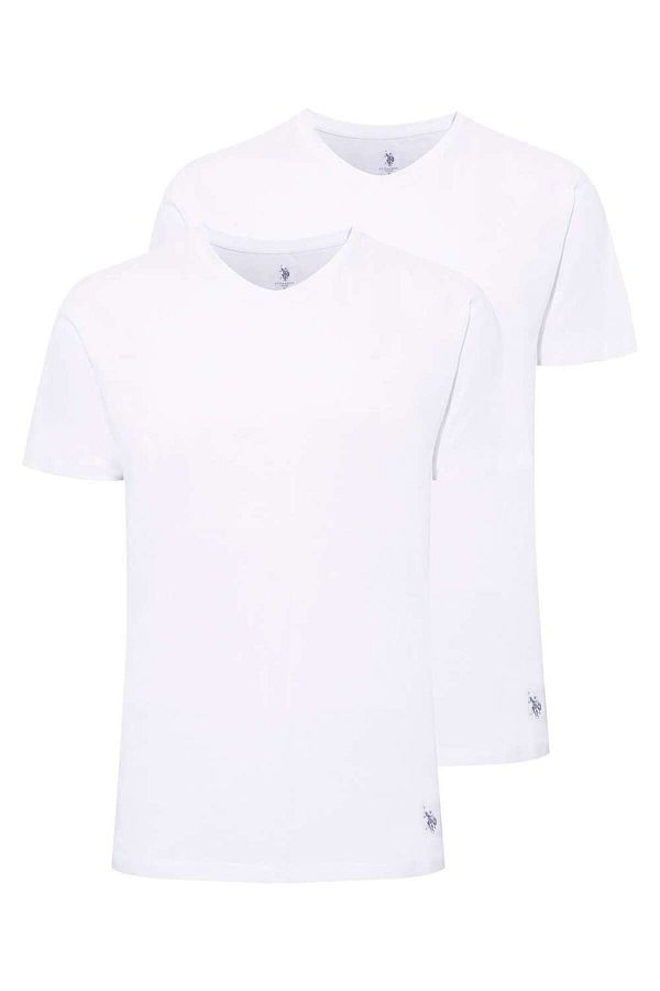 U.S. Polo Assn.-Polo- Tricou pentru bărbați, gri Melange, din 2 piese, cu guler rotund 1