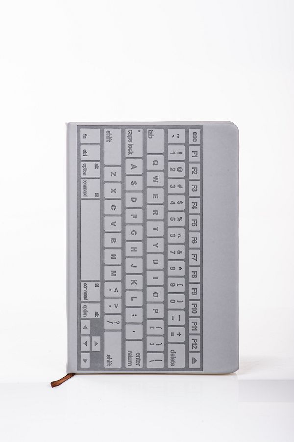 MUKKO HOME-Gray A5 Line Notebook - Thick Leather and Keyboard Pattern 1