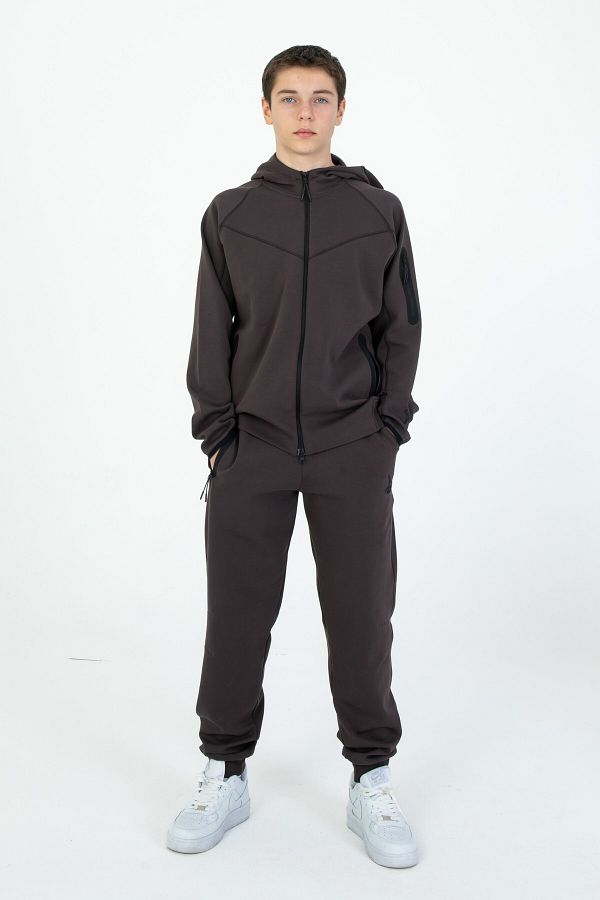 Black One-Boy/Girl's Hooded Licra Tracksuit Suit 1