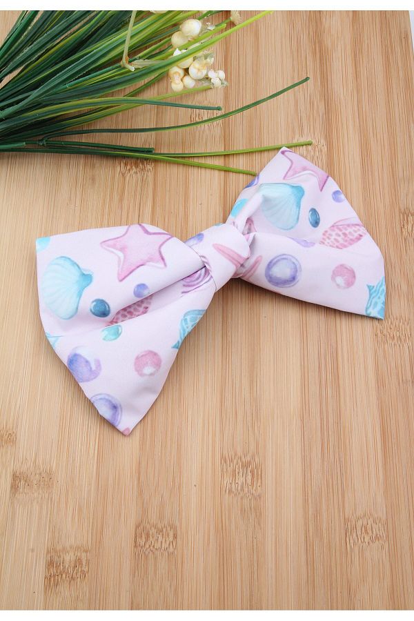 Pelin Aksesuar-Lilac Shell Patterned Automatic Bow Buckle 1
