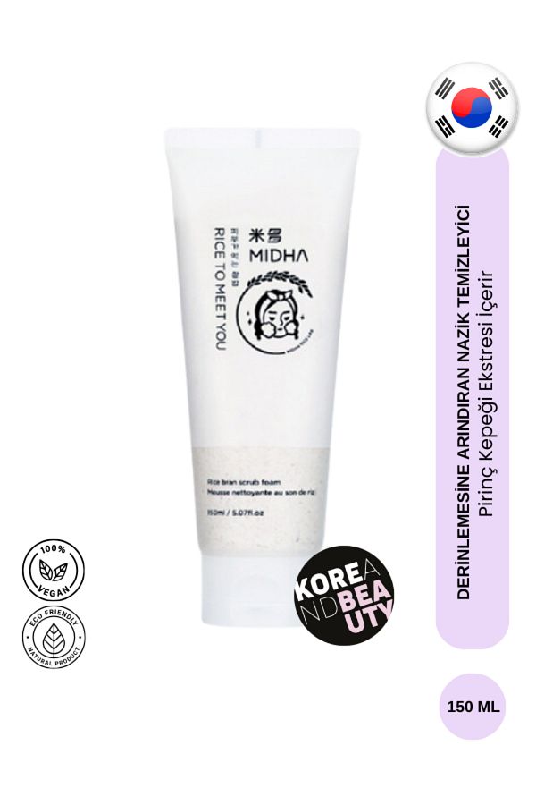 MIDHA-Rice Bran Scrub Foam |   150 ml Essence Foam Cleanser 1