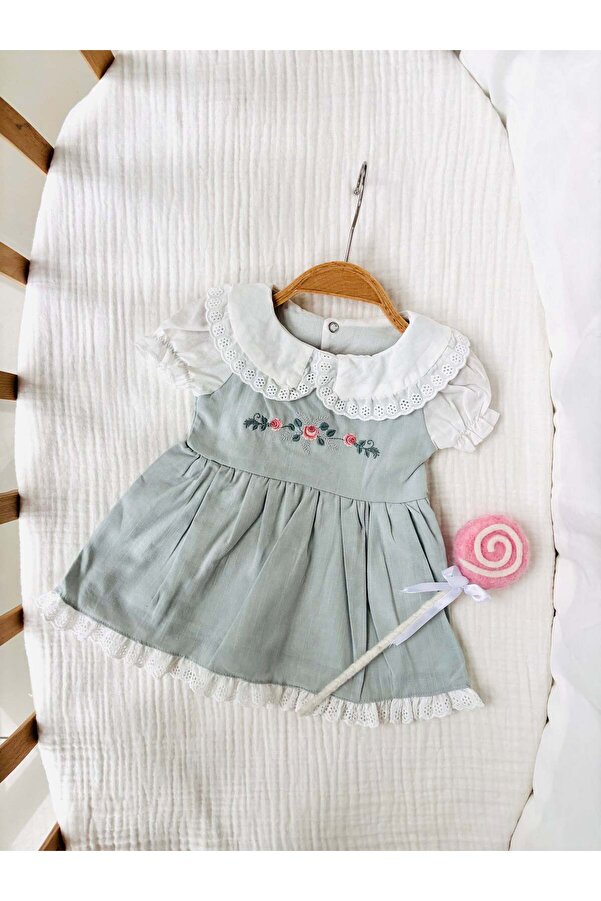 NUNU BABY Çiçek Nakışlı Elbise