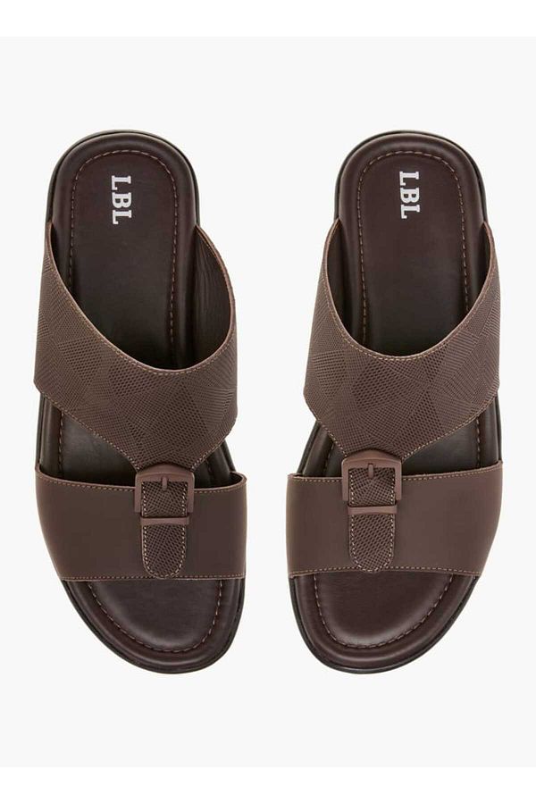 LBL by Shoexpress-LBL by Shoexpress Textured Slip-On Arabic Sandals with Buckle Detail 1