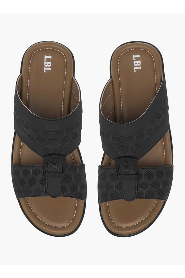 LBL by Shoexpress-LBL by Shoexpress Textured Slip-On Arabic Sandals with Buckle Detail 1