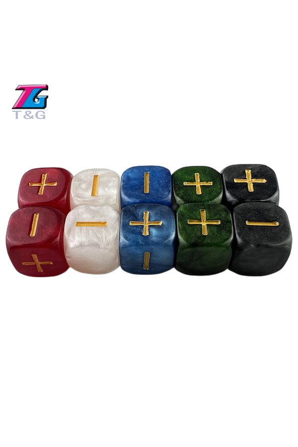 T&G-10pcs  multi Fate Dice D6 Dice Custom Dice High Quality Resin Dice 10 PCS Set Pearled Effect Golden 1
