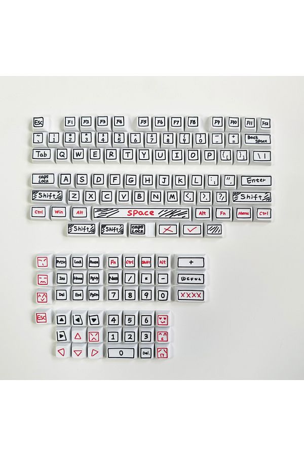 Choice-WHITE 125 Keys XDA Profile Graffiti Theme Keycap PBT Dye Sublimation Customized DIY Keycaps for Gami 1