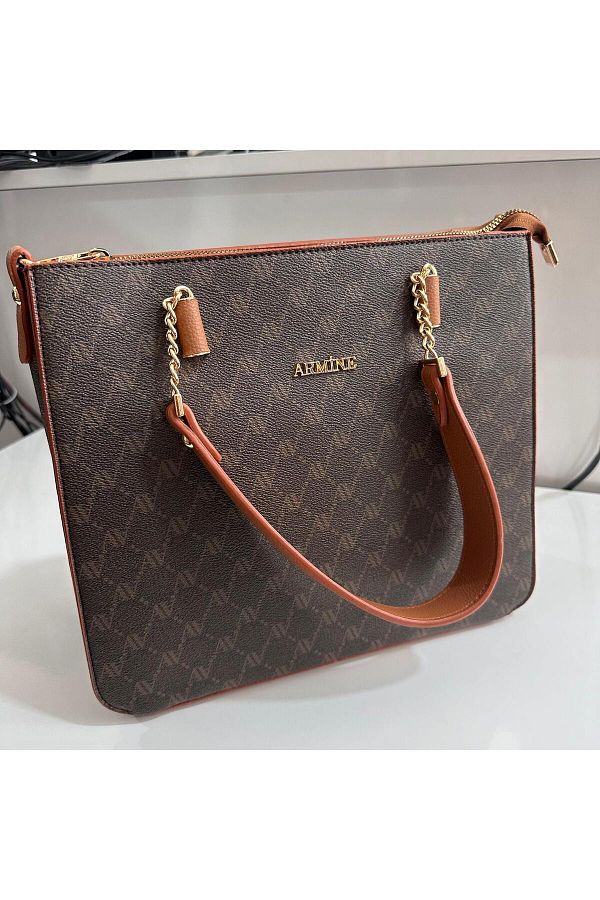 Armine-AR36202 Model Brown Color Bag with Dots 1