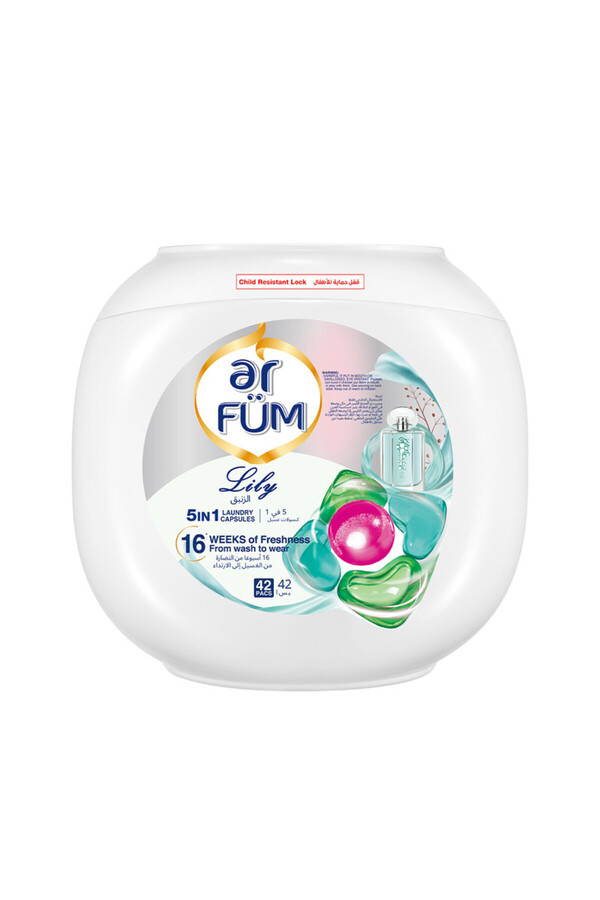 ArFum-PODS, 5-in-1 Laundry Detergent Capsules, 16 Weeks of Long-Lasting Fragrance, 42 Pods, Lily 1