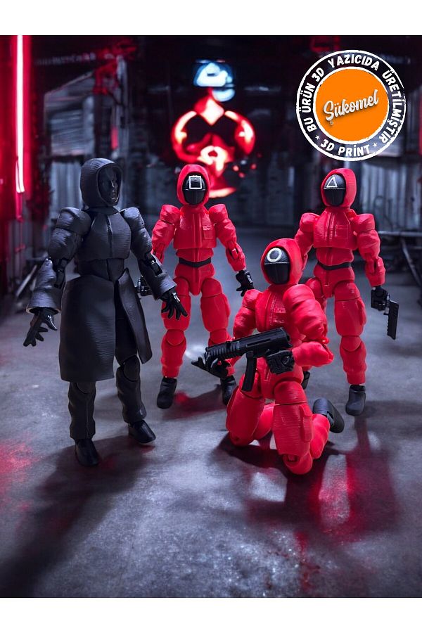 Dummy13-Squid Game Frontman 17cm Movable Figure with Red Soldiers 1